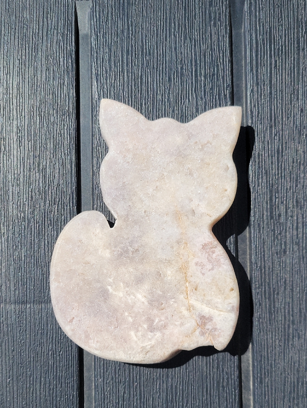 Pink Amethyst Cat-Shaped Crystal Plate Stone